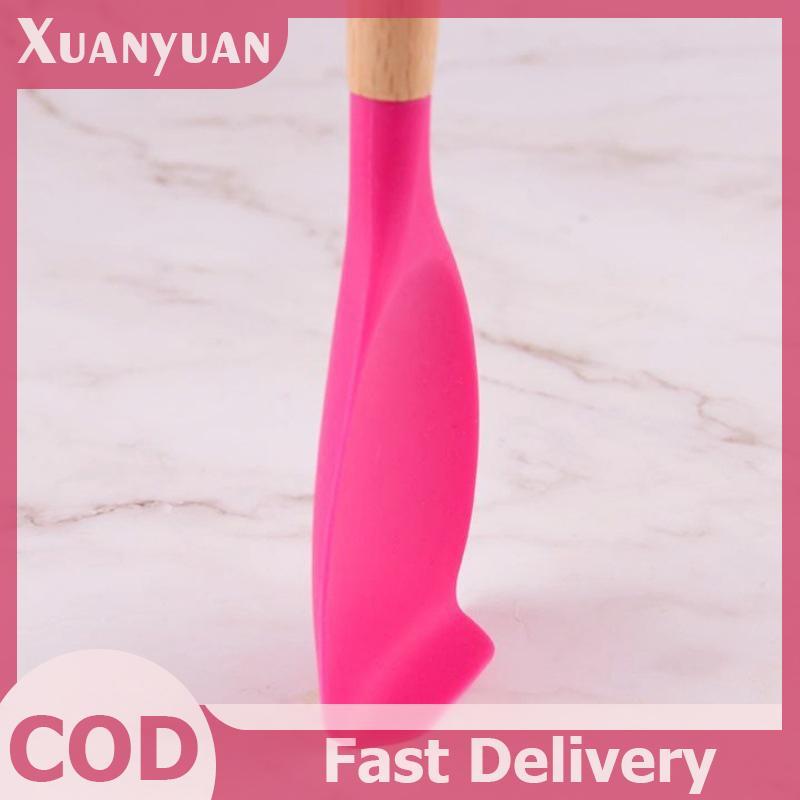 XUAN Dụng cụ nấu ăn tại nhà Silica Gel Scoop Salad Máy khuấy Muỗng Tay cầm bằng gỗ Nồi nấu Silica Gel Pot Scoop Nồi chống dính Dụng cụ nhà bếp VN