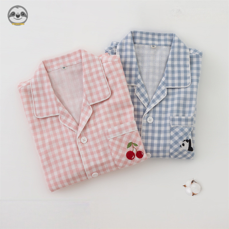 Phong cách Nhật Bản Muji Style / Quần yếm Cotton nguyên chất sợi đôi cho bé trai bé gái / Quần sọc kẻ sọc dài tay dành cho trẻ em Bộ đồ ngủ thân thiện với da / Thoải mái mềm mại