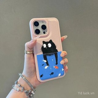 Kitten Heyu Đơn Giản Dễ Thương Vui Vẻ Mới Nhất Bán Chạy Túi Trống Da Hạt Bảo Vệ Thích Hợp Cho iPhone 17promax 15pro 13 14plus Chống Sốc 17air 14pro 16pro 15 13promax 17pro Ốp Điện Thoại Chống Sốc