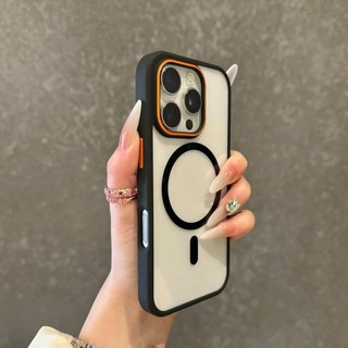 Ốp điện thoại di động từ tính tương phản trong suốt sang trọng cho iPhone17 16 Pro Max 15 14 13 12 11 Pro Max Bảo vệ Camera chống sốc Vỏ cứng chống rơi