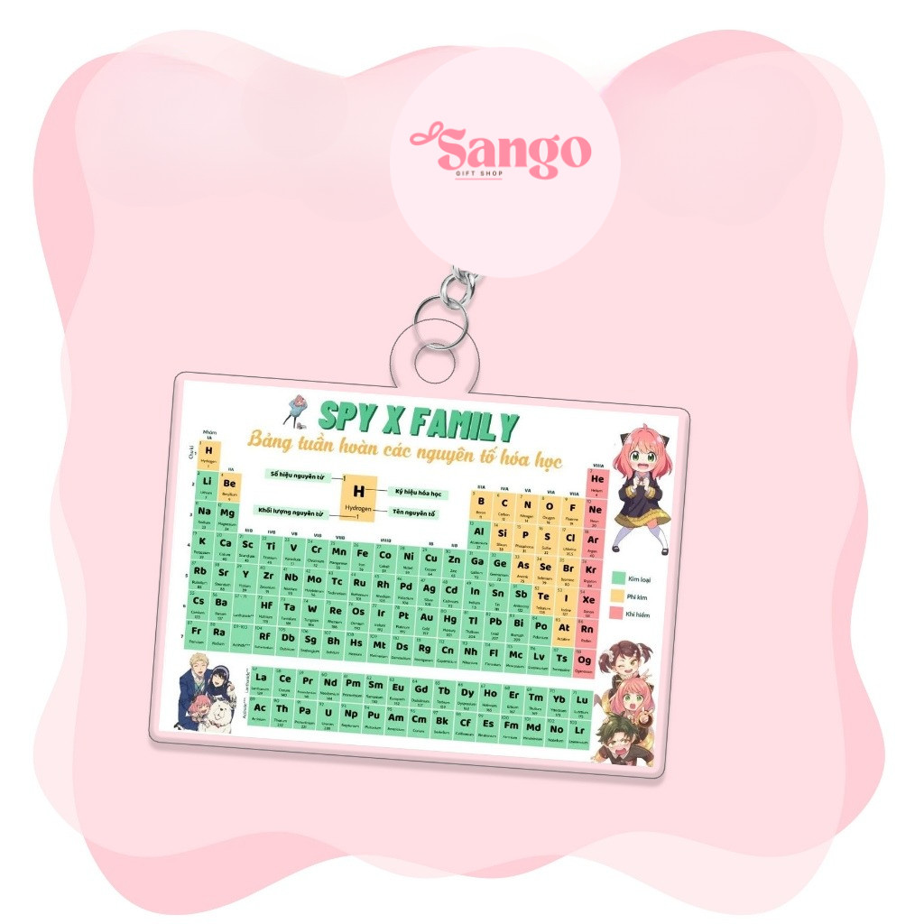 Móc khóa  Bảng tuần hoàn nguyên tố HÓA HỌC , chống nước, tiện lợi in hình cute - Sango