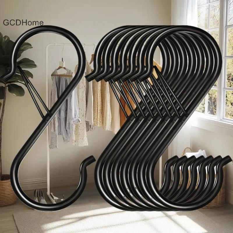 GCDHome 10 chiếc Móc treo có khóa an toàn, móc tủ quần áo hình chữ S kim loại nặng HOT