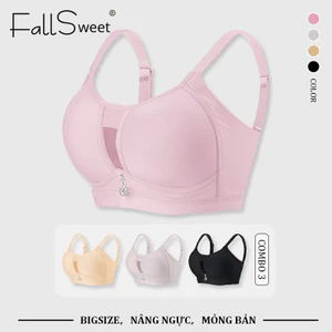 FallSweet COMBO 3 Bộ đồ lót nữ plus size, mềm mại với khả năng nâng đỡ tốt, kích thước từ 36 đến 44C
