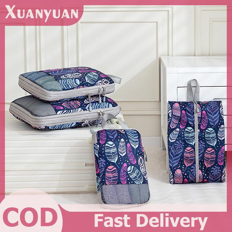 XUAN 4 Túi Bảo Quản Nén Dung Tích Lớn Có Thể Gập Lại Khối Đóng Gói Có Thể Giặt Được Mở Rộng Hành Lý Túi Bảo Quản VN