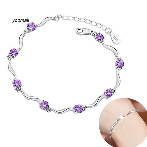 YO / Nữ Giả Bạc Pha Lê Tre Vòng Tay Trang Sức Thời Trang