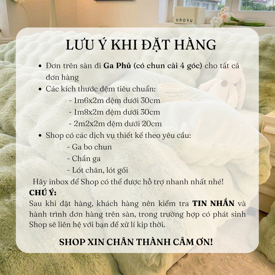 Bộ chăn ga gối 4 món nỉ lông hồ ly Memminbedding Luxury dày dặn, ấm áp, không xù lông, không bai nhão - SGN346