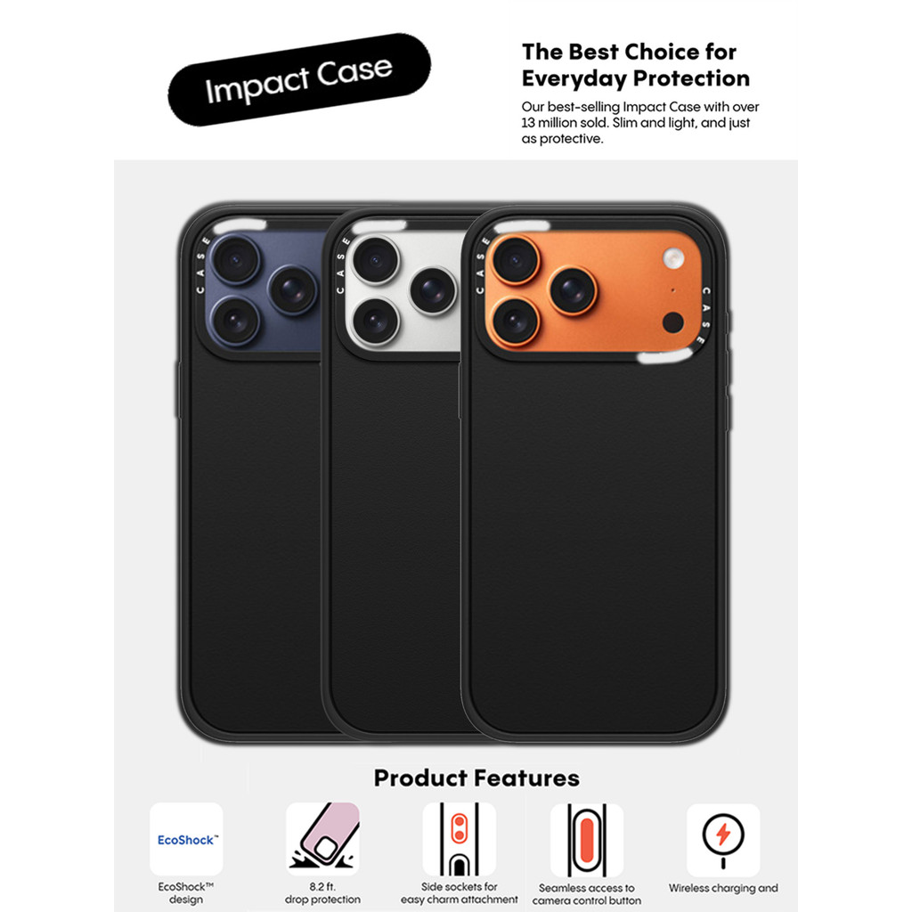 CASECASE X Matte Đen Cứng Từ Hút Tác Động Ốp Lưng Tác Động Cho Apple IPhone 13 14 15 16 17 Pro Max Air Plus Có Hộp