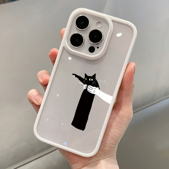 Dành Cho Samsung S24 S25 Ultra S24 S23 FE S23 S22 S21 Plus S20 S21 FE Mèo Lười Dễ Thương Trong Suốt Chống Sốc Bìa Cứng