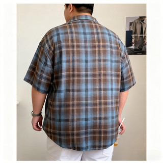 Áo sơ mi carô plus size nam oversize nhẹ, phù hợp đi học