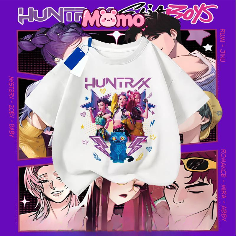 Phong Cách Mùa Hè Mới KPop Demon Hunters In Đa Năng Phong Cách Hiện Đại Thoáng Khí Cổ Tròn Tay Ngắn Áo Thun Top
