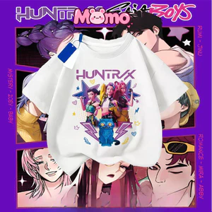 Phong Cách Mùa Hè Mới KPop Demon Hunters In Đa Năng Phong Cách Hiện Đại Thoáng Khí Cổ Tròn Tay Ngắn Áo Thun Top