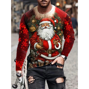 Áo Thun Ông Già Noel Họa Tiết Trừu Tượng, Cổ Tròn, Thoáng Mát Cho Tiệc Giáng Sinh Và Mặc Hằng Ngày
