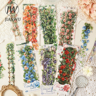 JIANWUVines Dẫn Hoa Series Vintage Cây Hoa Phong Cảnh Chất Liệu Cắt Kéo Sổ Lưu Niệm PET Miếng Dán Sáng Tạo Tạp Chí Văn Phòng Phẩm