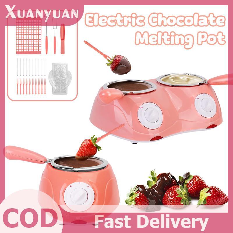 XUAN Điện Sôcôla Nóng Chảy Nồi Sô Cô La Fondaue Ấm Máy Cho Sữa Sô Cô La Đơn / Đôi Nồi Sô Cô La Melter EU Cắm 1.8M Dây 25W Công Suất Thấp DIY Bộ
