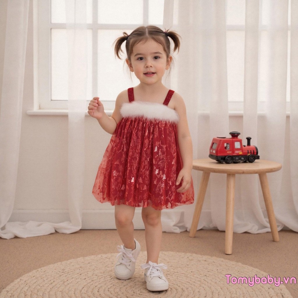 Bé Gái Tập Đi Giáng Sinh Một Dòng Đầm Cây / Bông Tuyết In Không Tay Tulle Sang Trọng Chắp Vá Váy
