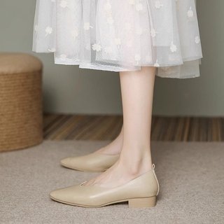 Giày Cao Gót Đế Bằng Nữ Mũi Vuông Miệng Nông Siêu Mềm Slip-On Thời Trang