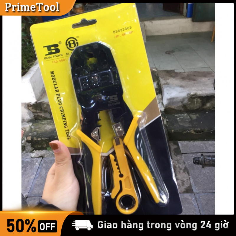 Kìm bấm mạng  màu vàng đen, tặng kèm dao cắt, giá trị tốt，kiềm bấm cáp mạng，kìm bấm dây mạng