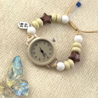 Đồng hồ đeo tay dây chuyền trái tim ngôi sao WOOLYNOOK, Đồng hồ đeo tay mặt dây chuyền có thể điều chỉnh, Đồng hồ thạch anh đính cườm Dopamine dành cho nữ