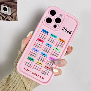 Ốp điện thoại lịch 2026 cho iPhone 17 / 16 / 15 Pro Max / 14 / 13 / 12 / 11 / Mini 7 / 8 Plus Xs X Vỏ bảo vệ hình thang bằng silicon mềm chống sốc