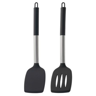 Tay Cầm Ống Thìa Silicon Hai Mảnh Bộ Chịu Nhiệt Độ Cao Nấu Ăn Thìa Chống Rò Rỉ Thìa Chống Dính Nhà Bếp