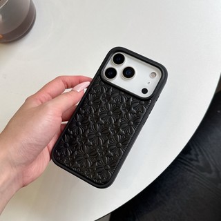 Ốp Điện Thoại Nổi Hoa Legan - Vỏ Họa Tiết Da Thời Trang - Màu Đen Tùy Chọn Cho iPhone 17 17Pro 16 16Pro 15 15Pro 14 14Pro 13 Pro Max Vỏ - Nâu & Đen