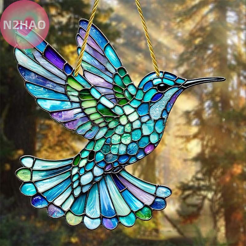 N2HAO Gorgeous Hummingbird Sun Catcher - Kính màu Acrylic 8 "Thích hợp để trang trí mọi mùa Quà tặng ngôi nhà và sân vườn hoàn hảo n