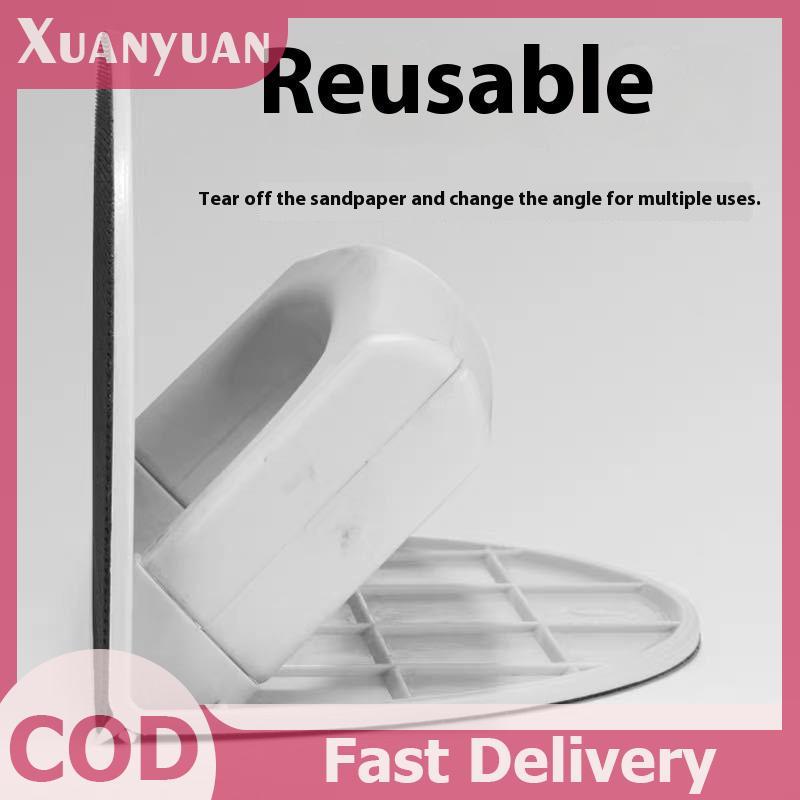 XUAN 1 Bộ Dụng cụ cầm tay góc nhựa tiện dụng để chế biến gỗ Dự án DIY Tự dính Nửa vòng tròn chà nhám Giá đỡ VN