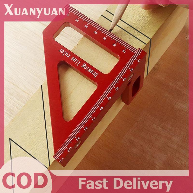 Thước tam giác hợp kim nhôm chính xác XUAN 45°/90° Dụng cụ đo lường đa chức năng 3D chế biến gỗ VN