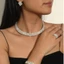 Bộ Vòng Cổ Bông Tai MERIGGIARE, Bộ Trang Sức Pha Lê Lấp Lánh Diamante, Trang Sức Cô Dâu Dây Chuyền Bông Tai Vòng Cổ Vòng Tay Dây Xích