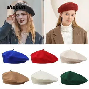 Mũ nồi len mùa đông SHUPUN màu trơn, kiểu dáng retro thanh lịch cho phụ nữ và cô gái