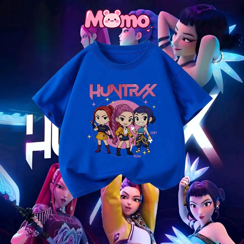 Phong Cách Mùa Hè Mới KPop Demon Hunters In Đa Năng Phong Cách Hiện Đại Thoáng Khí Cổ Tròn Tay Ngắn Áo Thun Top