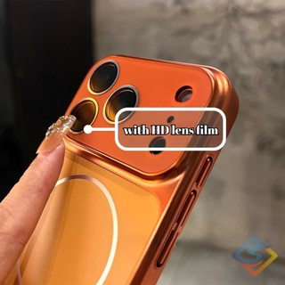 Ốp điện thoại từ tính mặt sau kim loại AG cao cấp cho IPhone 17 Pro Max 16 15 14 13 Pro Max Vỏ Acrylic chải cạnh mềm bảo vệ camera Vỏ chống sốc