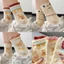 Pack 10 đôi Tất Vớ Nữ AKubi Cổ Cao Họa Tiết Gấu Màu Muối Tiêu Siêu Hot Mẫu Mới