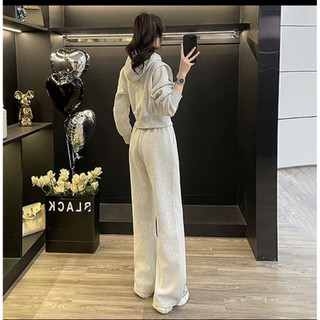 Set Bộ Nỉ Có Mũ Mix Quần Suông Dài Cá Tính, Set Bộ Áo Hodie Nỉ Mix Quần Ống Suông [Sẵn]