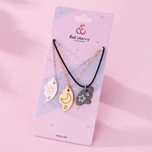 Bộ vòng cổ mặt dây chuyền Sun Moon Star - 3 món Trang sức cặp đôi tình bạn cho BFF