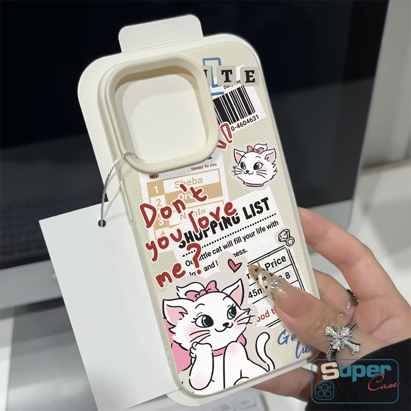 Ốp Lưng Tương Thích Cho IPhone 11 17 13 15 16 14 12 Pro Max 16 13 15 17 12 14 Pro 14 15 16 Plus XR X XS Max Cặp Đôi Thời Trang Mèo Dễ Thương Marie Letter Doodle Bìa Mềm