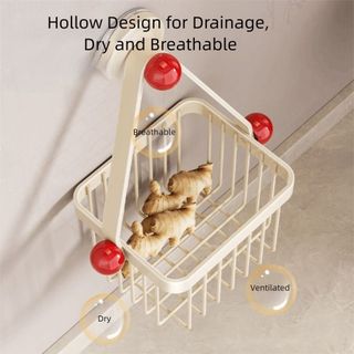 Giỏ đựng đồ nhà bếp treo MEGOCE, Giỏ đựng đồ nhà bếp bằng thép Carbon dung tích lớn, Tiết kiệm không gian Thiết kế lưới đa chức năng Giỏ đựng đồ treo tường Đồ ăn nhà bếp