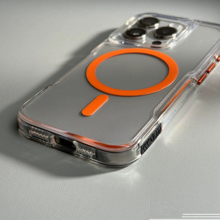 【 Ốp lưng cứng acrylic dày / trong suốt / Cam 】 tương thích cho iPhone 12 13 14 15 16 17pro max