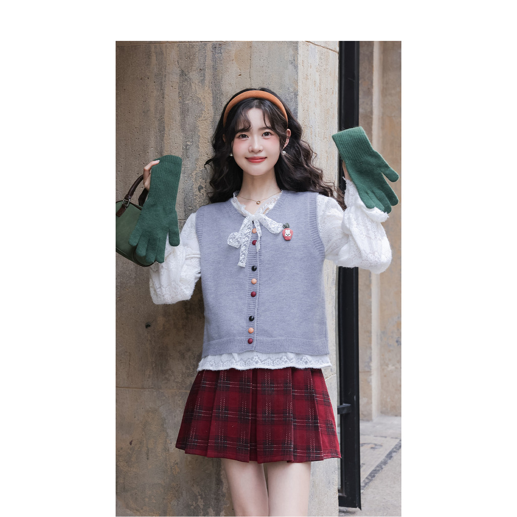 Mutu Ren Voan Áo Sơ Mi Lớp Áo Vest Hai Mảnh Bộ Nữ Mùa Xuân 2026 Mới Pháp Top Set