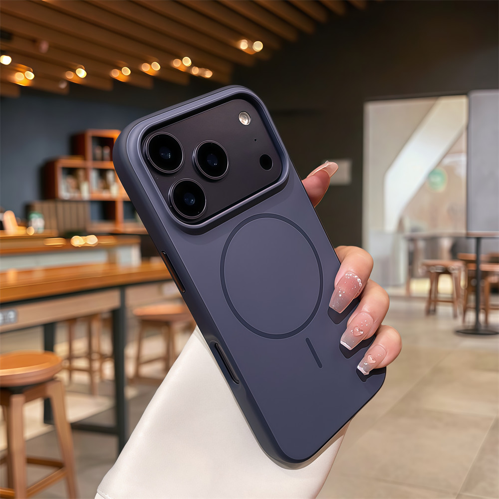 Ốp điện thoại từ tính họa tiết da đơn giản cho iPhone 17 Pro Max 16 12 13 14 15 pro max Air 15 16 plus Bảo vệ ống kính chống rơi Vỏ cứng bảo vệ điện thoại
