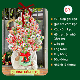 [QUÀ Noel] Set giỏ hoa kẹo mút Noel dễ thương-Quà tặng cho bé, trang trí tiệc,phát kẹo vui nhộn ANGIHOME