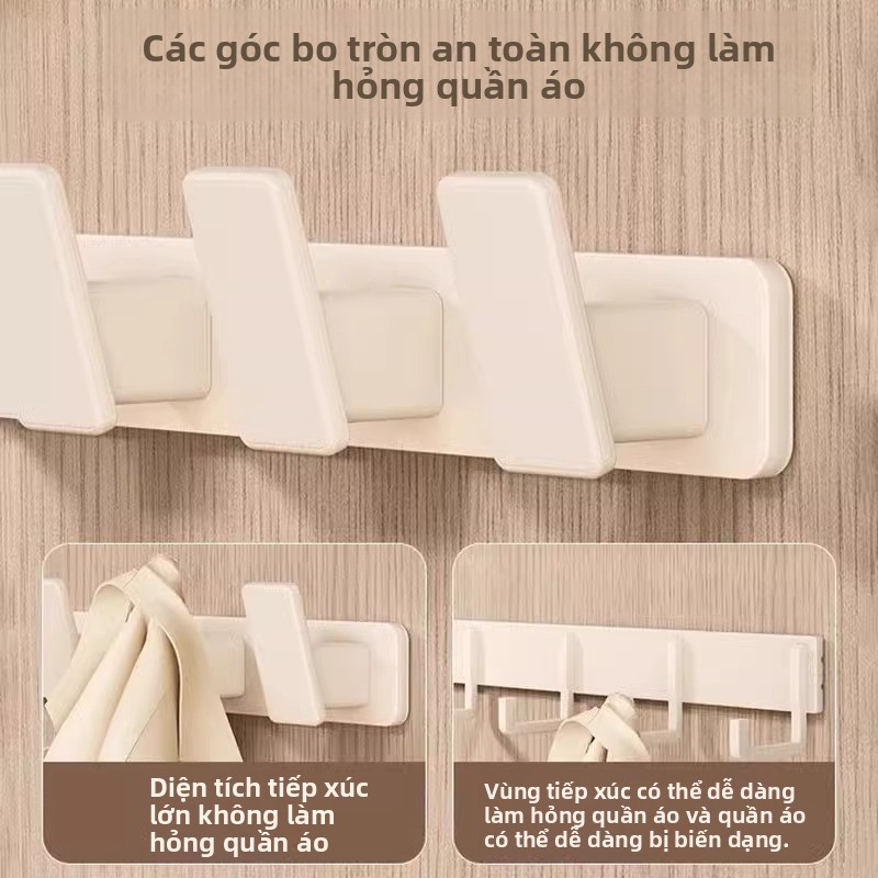 Kem Trắng Quần Áo Treo Tường Móc-Convenient Giải Pháp, Không Đục Lỗ, Chất Liệu Bền Đẹp Đẹp