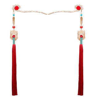 Kẹp tóc tua rua đỏ cổ Hanfu - Phụ kiện tóc retro phù hợp cả năm mới và hàng ngày