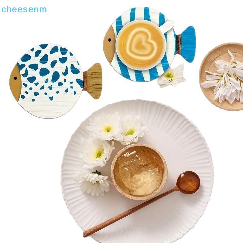 Cheenm 4 Cái / bộ Đế Lót Ly Bằng Gỗ Hình Cá Chịu Nhiệt Cho Những Người Yêu Cà Phê & Trà VN