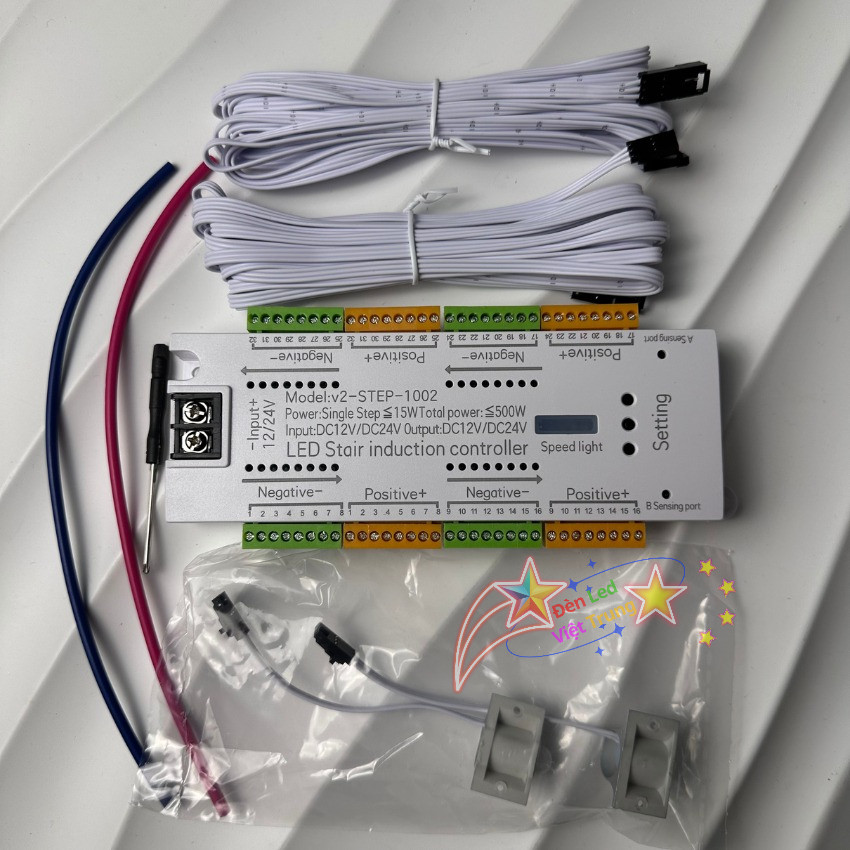 Bộ Điều Khiển LED Cầu Thang 500W DC 12V/24V Chống Chập Bảo Vệ Ngắn Mạch Hỗ Trợ Cảm Biến 2 Đầu