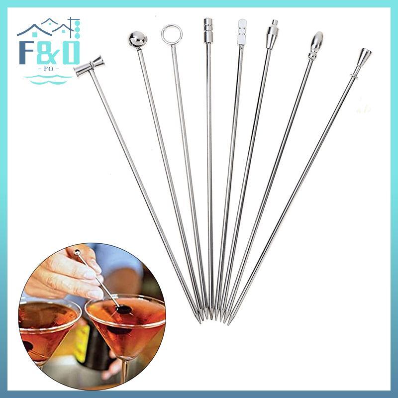 [F & O] 4 Que Cocktail bằng thép không gỉ Que trái cây Đồ uống tái sử dụng Martini Picks {vn}
