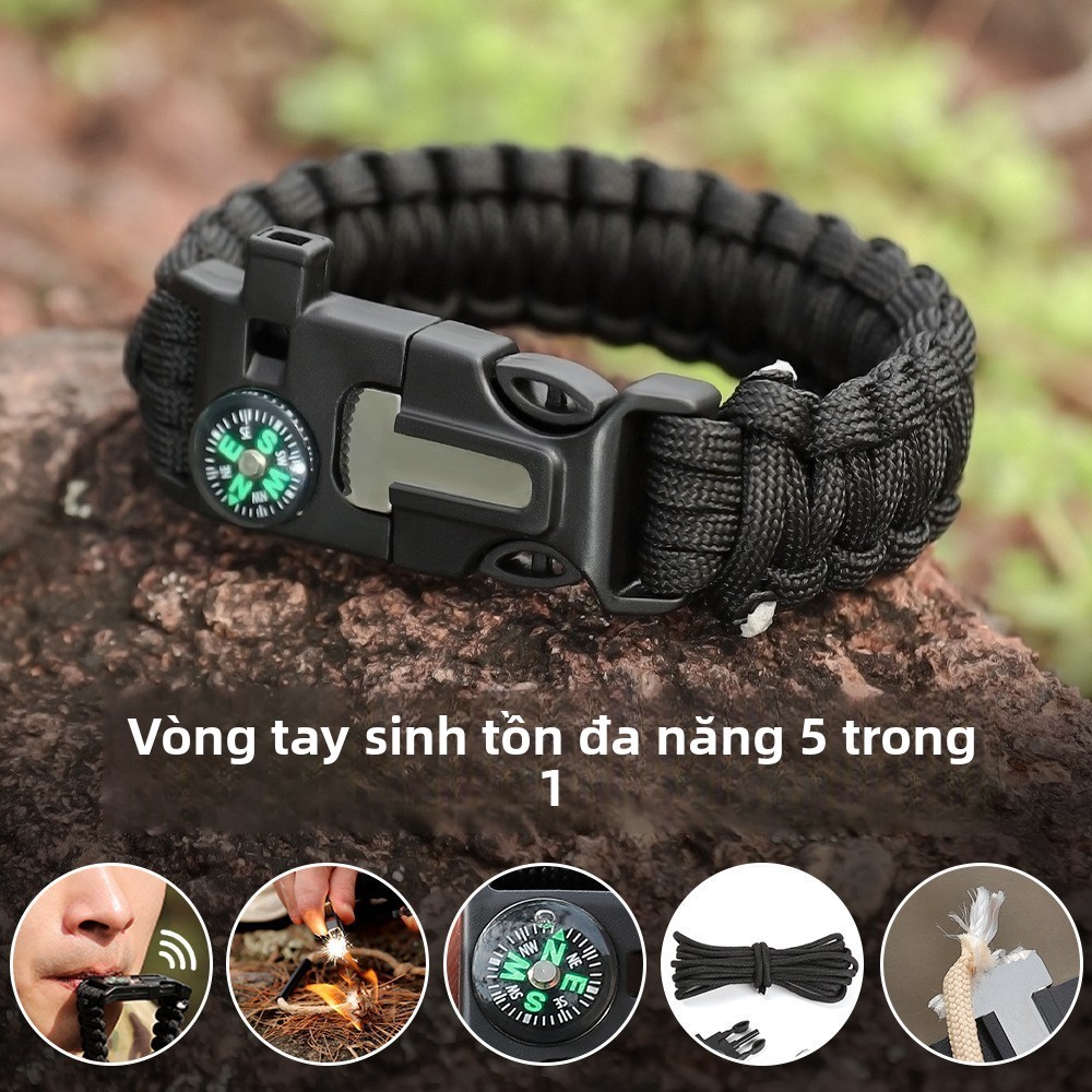 Đa chức năng Leo núi ngoài trời La bàn Dây ô Vòng tay SOS Còi khẩn cấp Thiết bị sinh tồn