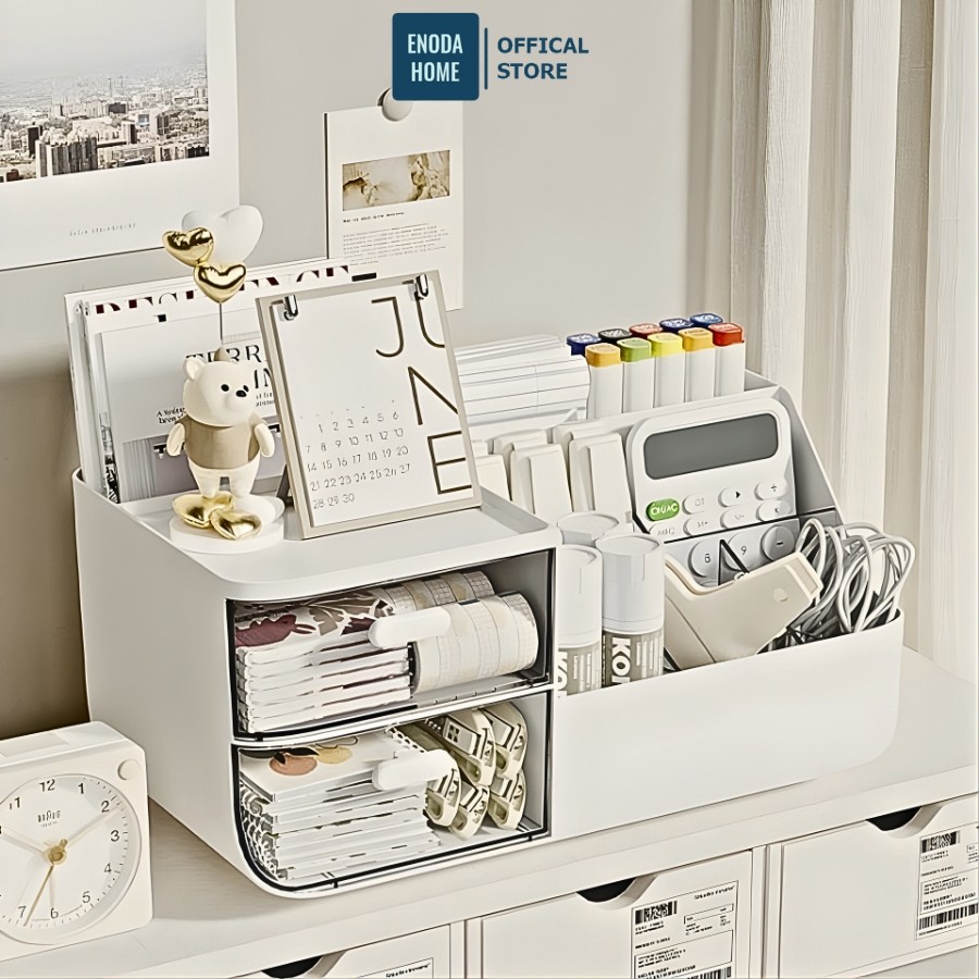 Khay Đựng Văn Phòng Phẩm Để Bàn ENODA HOME, Khay Đựng Bút Nhiều Ngăn Tích Hợp Hộp Ngăn Kéo Đựng Đồ Dùng Nhỏ P054