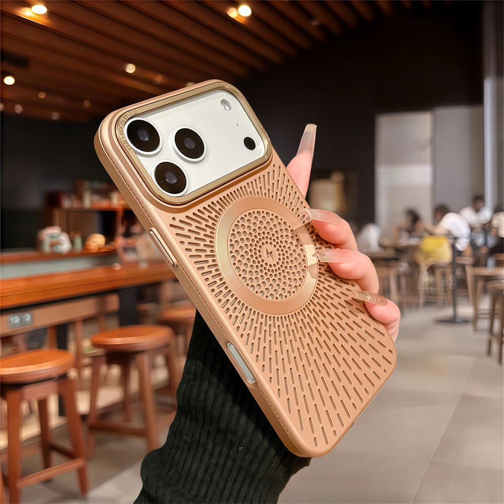 Ốp điện thoại từ tính tản nhiệt chất lượng cao cho iPhone 17 Pro Max 12 13 14 15 16 pro max 15 16 plus Bảo vệ ống kính chống rơi Vỏ cứng Vỏ điện thoại