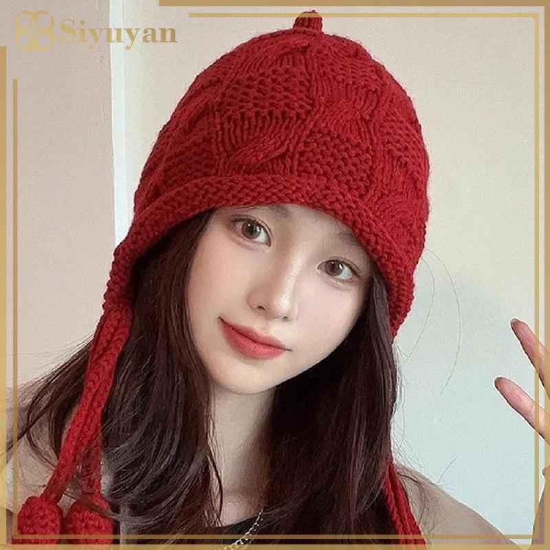 Mũ Bonnet Siyuyan Vải Thường Ngày, Bảo Vệ Tai, Phong Cách Bím Tóc